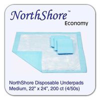 NorthShore Economy, 22 x 24, 11 oz, Blue Disposable Underpads (Chux), Medium, Case/200 (4/50s)