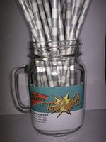 METALLIC SILVER Sailor Striped, Vintage Paper Drinking Straws - *100* count - TWILIGHT PARTIES