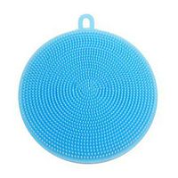 Braceus Silicone Dish Washing Sponge Round Cleaning Scrubber Brush Pad Kitchen Tool (Blue)