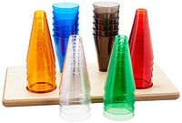 Rolyan Stacking Cones and Wooden Base, Set of 30 Activity Cones, Acrylic Colors