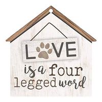 P. Graham Dunn Love is A Four Legged Word Cream 3 x 3 Wood Hanging Gift Wrap Tag Charms Set of 5