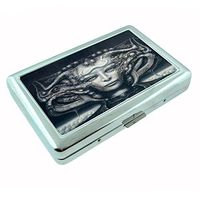 Perfection In Style Silver Cigarette Case Metal Wallet Alien Design D002