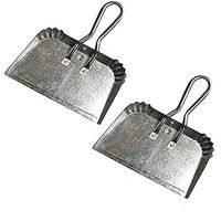 Set of 2 Extra Large Industrial Metal Dustpan | Doesn't Bend & Extra Wide for Large Easy Clean Ups | Lightweight & Rustproof | Precision Edge for Clean Sweeping