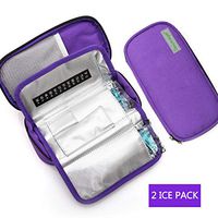 Dainayw Insulin Cooler Travel Case,Temperature Display, Waterproof, Medical Diabetic Organize Medication Insulated Cooling Bag with 2 Ice Packs (Purple)