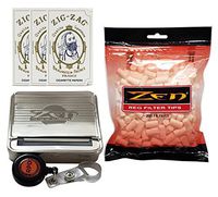 Zig Zag White Rolling Papers (3 Packs) with Zen Automatic Roll Box, Zen Cigarette Filters and Rolling Paper Depot Lighter Lasso - 6 Item Bundle