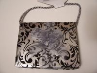 Volia Raised Felt Gift Card Holder ~ Sliver with Black Accent