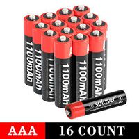 AAA Batteries Rechargeable, Soluser Rechargeable AAA Batteries 1100mAh AAA High-Capacity Batteries Rechargeable AAA Batteries 1.2V Ni-MH Low Self Discharge 16-Pack