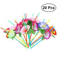 BESTOYARD Disposable Flower Straws Bendable Drinking Straws for Wedding Birthday Festival Party Supplies 20PCS