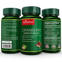 Natrition Cranberry Medical-Grade Supplement Equals 25000 Cranberries, Herbals Blend. Prostate Gland, Kidney Cleanse & Yeast Infection -90 Veggie-Caps