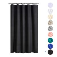 Plastic Shower Curtain, 40"W x 72"H EVA 8G Shower Curtain with Heavy Duty Clear Stones and 7 Rust-Resistant Grommet Holes, Waterproof Thick Bathroom Plastic Shower Curtains without Chemical Odor-Black