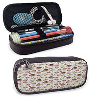 Mushroom Cosmetic Bag Watercolor Art Pattern with Forest Elements Fungus Berry Branches Autumn Theme Zipper Pen Case W3.5xL7.9 Multicolor