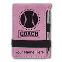 Mini Notepad, Baseball Coach, Personalized Engraving Included (Pink)