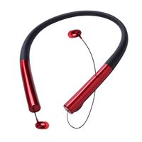 Bluetooth Headphones, ThreeMay Wireless Neckband Headset with Retractable Earbuds Sports Sweatproof Noise Cancelling Stereo Earphones with Mic-Red