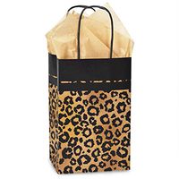 NW Leopard Safari Paper Shopping Bags - Rose Size - 5 1/4 x 3 1/2 x 8 1/4in. - 150 Pack