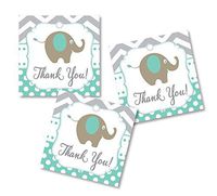 Thank You Elephant Favor Tags - Mint - Baby Shower - Birthday Party - Any Occasion (Set of 50)
