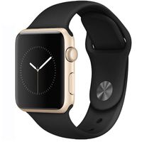 Apple Watch 42mm Gold Aluminum Case w/ Black Sports Band (Renewed)