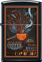 Zippo Cup Of Joy Coffee Chalkboard Poster Black Matte Windproof Lighter