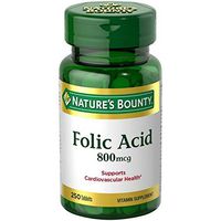 Nature's Bounty Folic Acid 800 mcg Tablets Maximum Strength 250 ea