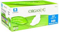 Organyc 100% Organic Cotton Pads with Wings for Sensitive Skin, Moderate, 60 Count