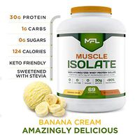 MFL 100% Isolate Protein l 30g of Protein l 12g Amino Acids l Keto Friendly l Low Carbs l 5 lbs. (Banana Cream)