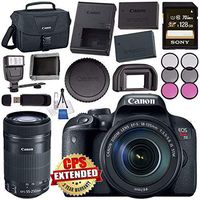 Canon EOS Rebel T7i DSLR Camera with 18-135mm Lens 1894C003 + Sony 128GB SDXC Card + LPE-17 Lithium Ion Battery + Flash + Canon Bag + Card Reader + Memory Card Wallet + Canon EF-S 55-250mm LensBundle