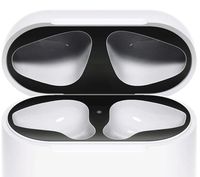 1 Set Dust Guard for AirPods, Chromium Plating Dust-Proof Metal Sticker Ultra Thin 0.03mm, Prevent Iron Shavings, for Airpods Case 1 & 2 (Not for Wireless) (Black)
