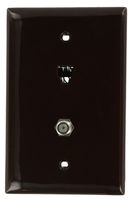 Leviton 40539-CMB Midsize Telephone/Video Wall Jack, 6P4C X F, Brown