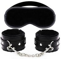 Sleeping Mask Plus Leather Fur Handcuffs Set (Black)