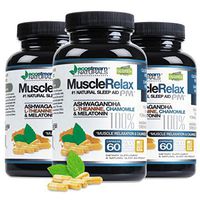 (Pack of 3) MuscleRelax PM by EcoStream Naturals - Sleep Aid, Nighttime Use, Naturally Derived Ingredients - Safe and Effective - Gluten-Free - 60 Capsules