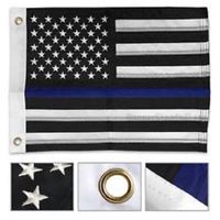 Moon Knives 12x18 Embroidered Sewn USA Police Thin Blue Line Memorial Nylon Flag 12''x18'' - Party Decorations Supplies For Parades - Prime Outside, Garden, Men Cave Decor Flag
