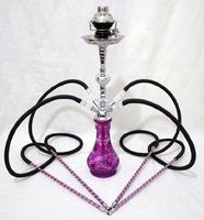 4 Hose Purple Hookah Shisha Pipe FUNK-N-BERRY 23" Sheesha Narghile Party Smoking Set