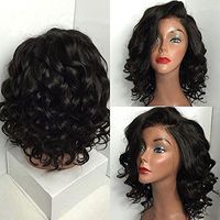 Elevin(TM) Women Black Brazilian Short Wavy Curly Parting High Temperature Fiber Wig Hair