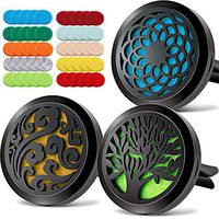 3PCS Aromatherapy Essential Oil Car Diffuser Stainless Steel Black Diffuser Locket with 50 Refill Pads