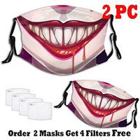 Evil Smile Dust Mouth Mask - Animal Pet Print Dust Face Mask Surgical Masks Particulate Respirator Reusable 2PC (Humorous mask 5)