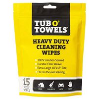 Tub O Towels Heavy Duty Cleaning Wipes, Individually Wrapped Multi Surface Wipes, Remove Grease, Dirt, Grime and More, 15-Pack