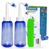 2PCS-Value Pack Nasal Rinse Kit - Neti Pot -Nose Cleaner with 2 Bottle + 4 Nozzle + 2 Dust Cap - 10oz 300ml Nose Wash with 2 Free Gift -| 30ml Moisturizing Sprays +Storage Bag |- for Adult Child