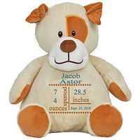 LD Bags Personalized New Baby Birth Announcement Stuffed Puppy Dog for Girls and Boys (Boys)