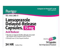 Perrigo Lansoprazole Delayed Release Capsules, Green, 14 Count