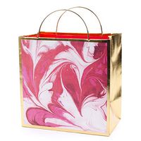 Hallmark Signature 7" Medium Gift Bag (Pink Marble and Gold) for Mothers Day, Birthday, Holiday, Bridal Shower, Valentines Day and More