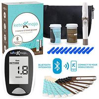 KETO-MOJO Bluetooth Blood Ketone and Glucose Testing Kit –10 Ketone & 10 Glucose Test Strips, 10 Lancets, 1 Meter, 1 Lancing Device, Monitor Your Ketogenic Diet