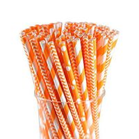 YSTDOM Thanksgiving Decorations Paper Straws for Party 100 Pack, Biodegradable Drinking Straws, Bulk for Christmas Party Supplies, Orange