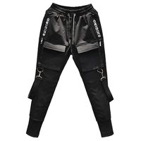 Corriee Mens Fashion Pencil Pants Men's Hip Hop Trousers with Pockets Male Cool Streetwear Bottom Black