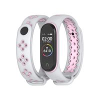 Mijobs Mi Band 3 Strap, Replacement Wristband for Xiaomi Mi Band 4 Sport Version Soft Silicone Wrist Strap Anti-Lost Perforation Double-Color Waterproof Replacement Wristband Strap (Gray and Pink)