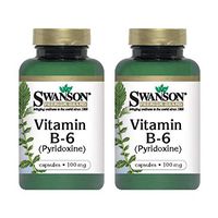 Swanson Vitamin B-6 (Pyridoxine) 100 Milligrams 100 Capsules (2 Pack)