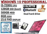 Dell Inspiron 15 7000 Series, 15.6" FHD Business Laptop (Intel Core i5-7200U Processor, 8GB DDR4 RAM, 128GB SSD + 500GB HDD, WiFi+Bluetooth, Windows 10 Professional)