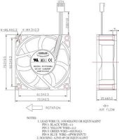 New Everflow R127025BU 12VDC 0.4A 70x70x25mm 4-Pin Connector Cooling Fan