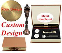 MNYR Custom Picture Logo Monogram Luxury Red Brass Metal Peacock Wedding Invitations Gift Cards Paper Stationary Envelope Seals Wax Seal Sealing Stamp Glue Gun Wax Sticks Spoon Stamp Gift Box Kit Set