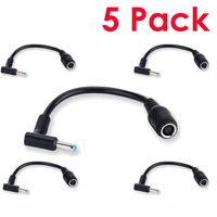 Tip Adapter Connector Converter Cable 7.4x5.0mm to 4.5x3.0mm for HP Stream Spectre Pavilion Envy Elitebook Split Chromebook; DC Dongle for HP Notebook Adapter Replacement Power Cord (5 Pack)