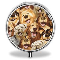 IMLONE Pill Organizer, Customized Funny Dogs Pill Boxes with 3 Components for Purse