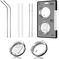 8 Piece Set for Yeti Straw 10 oz/20 oz,No Leak Sliding Closure 100% Spill Proof Straw Lid and Fits Yeti Rambler Tumbler,Ozark Trail Cup Or More Brand Stainless Steel Mugs